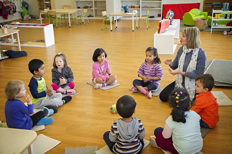 Children partaking in an activity at Fountain City Montessori
