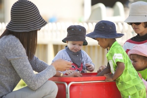 Group of children playing outside