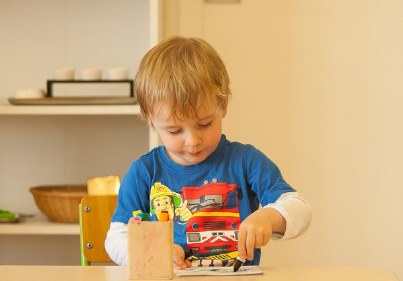 Child playing with toys